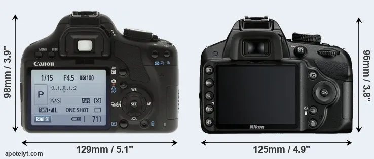 Comparison 500D or D3200 rear