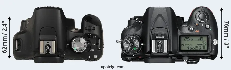 Compare 500D versus D7200 top