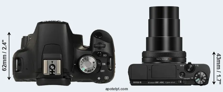 Compare 500D versus RX100 VI top