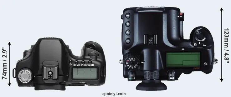 Compare 50D versus 645Z top