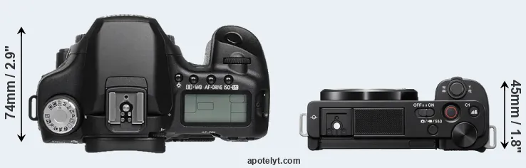 Compare 50D versus ZV-E10 top