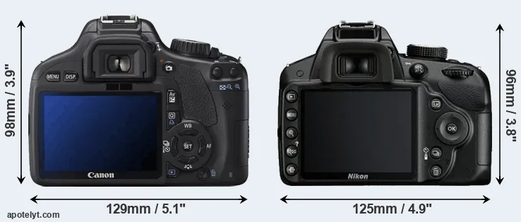Comparison 550D or D3200 rear