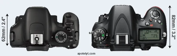 Compare 550D versus D610 top