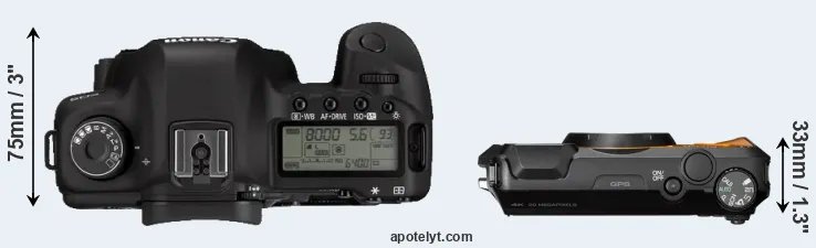 Compare 5D Mark II versus WG-6 top