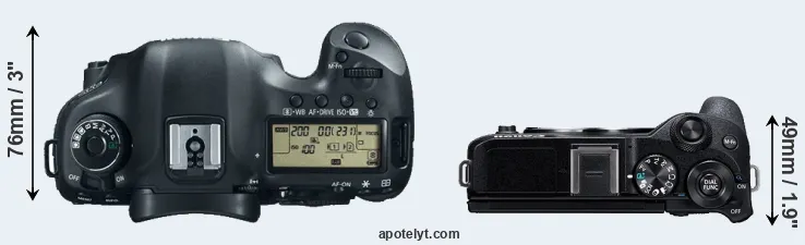 Compare 5D Mark III versus M6 Mark II top