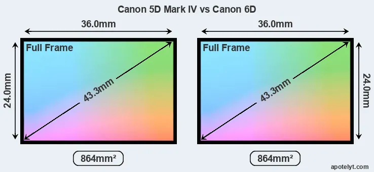 Canon 5D Mark IV and Canon 6D sensor measures
