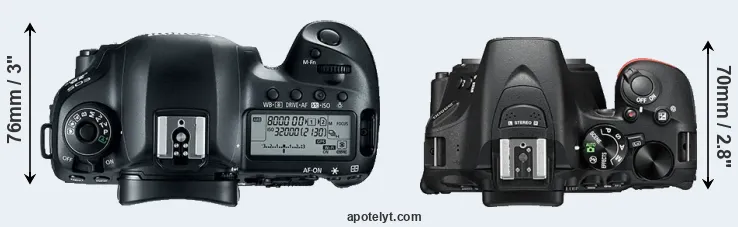 Compare 5D Mark IV versus D5500 top