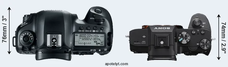 Compare 5D Mark IV versus A7 III top