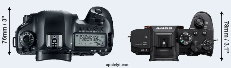 Compare 5D Mark IV versus A7R IV top