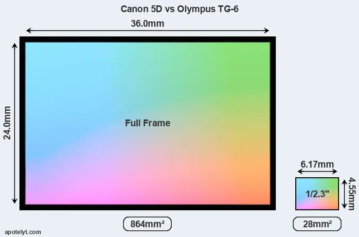 Canon 5D and Olympus TG-6 sensor measures