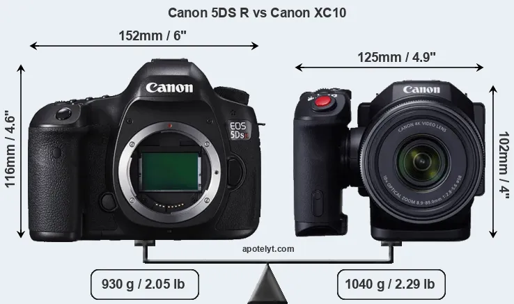 Size Canon 5DS R vs Canon XC10