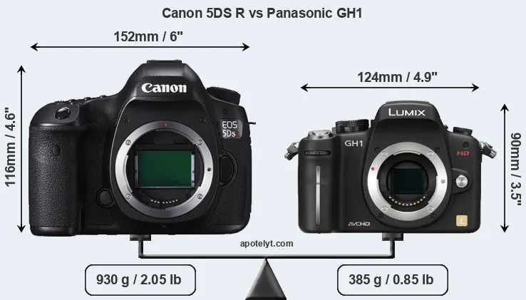 Size Canon 5DS R vs Panasonic GH1