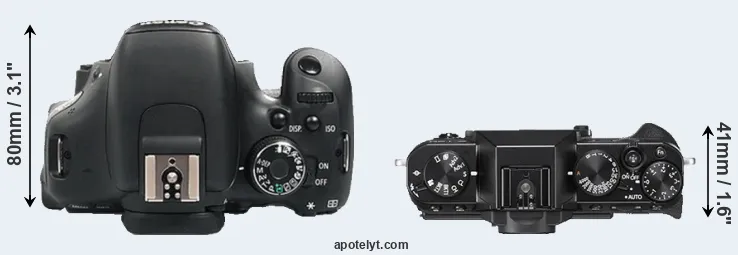 Compare 600D versus X-T20 top