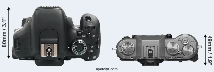 Compare 600D versus X-T50 top