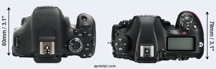 Compare 600D versus D850 top