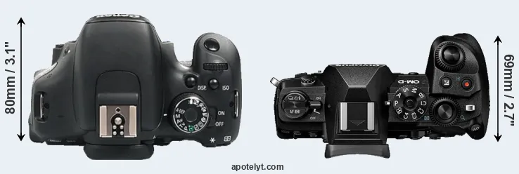 Compare 600D versus E-M1 III top