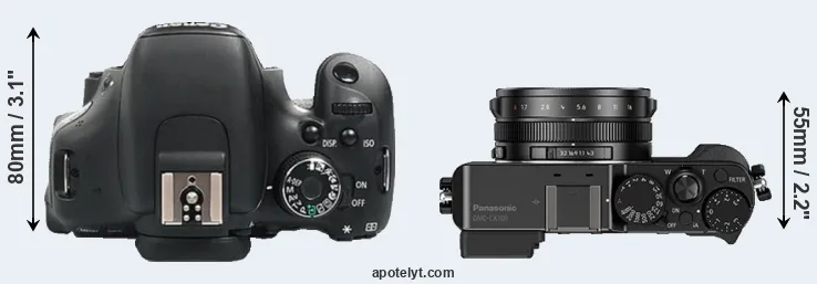 Compare 600D versus LX100 top