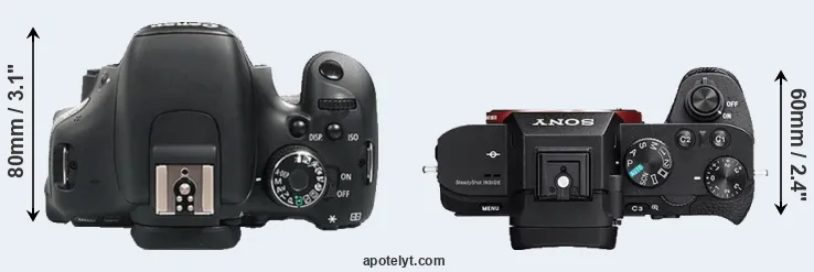 Compare 600D versus A7 II top