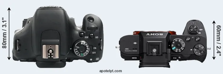 Compare 600D versus A7S II top