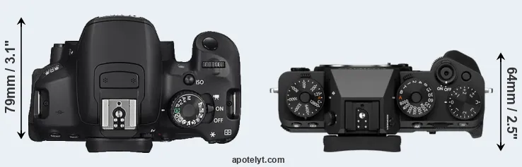 Compare 650D versus X-T5 top