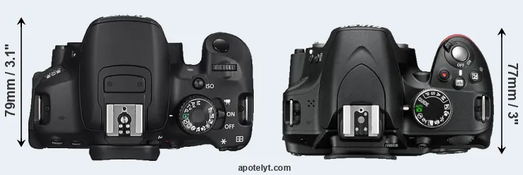 Compare 650D versus D3200 top