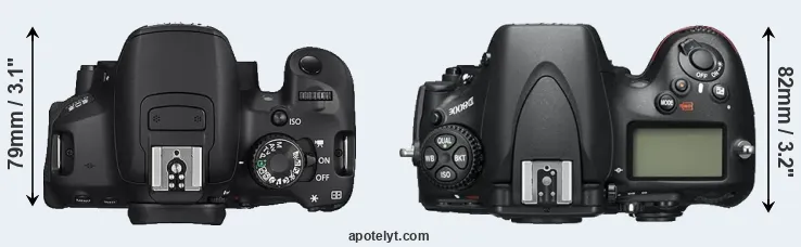 Compare 650D versus D800E top