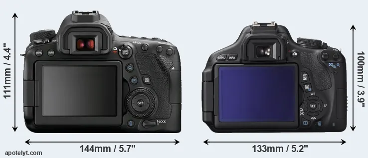Comparison 6D Mark II or T3i rear