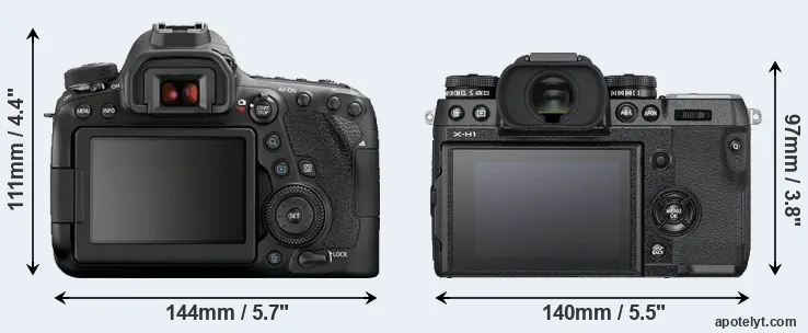 Comparison 6D Mark II or X-H1 rear