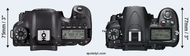 Compare 6D Mark II versus D7000 top