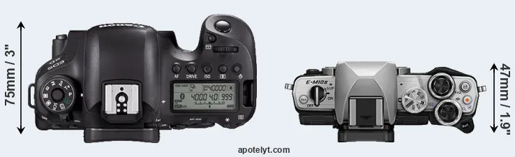 Compare 6D Mark II versus E-M10 II top