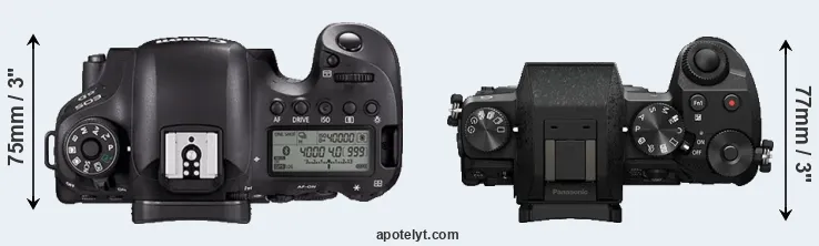 Compare 6D Mark II versus G7 top