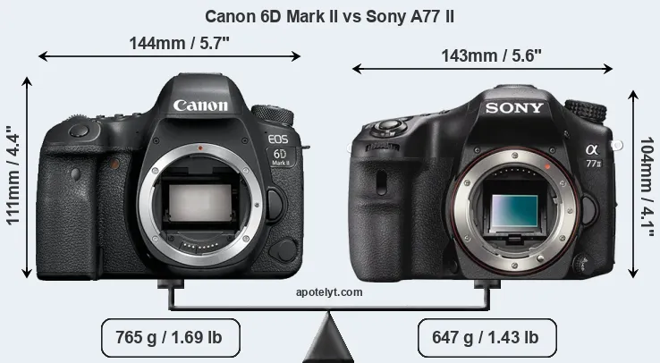 Size Canon 6D Mark II vs Sony A77 II