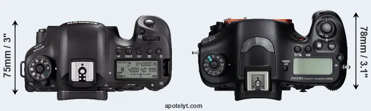 Compare 6D Mark II versus A99 top