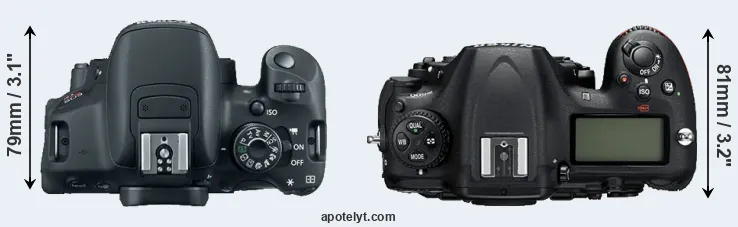 Compare 700D versus D500 top