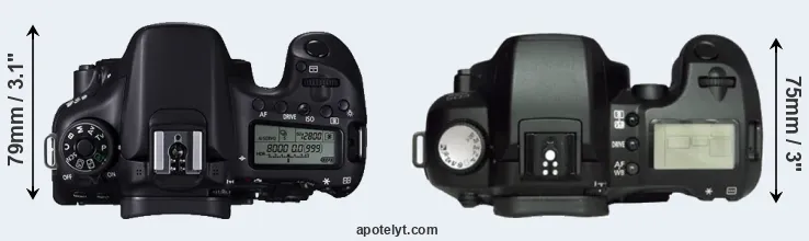 Compare 70D versus D60 top