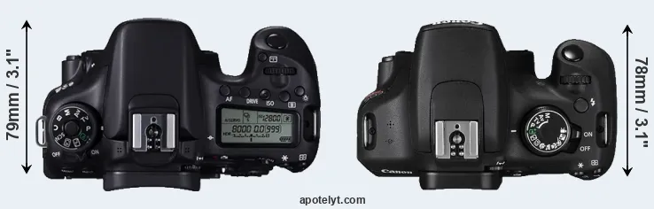 Compare 70D versus T5 top