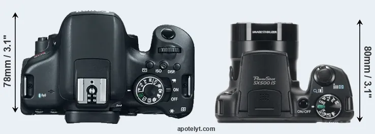 Compare 750D versus SX500 top