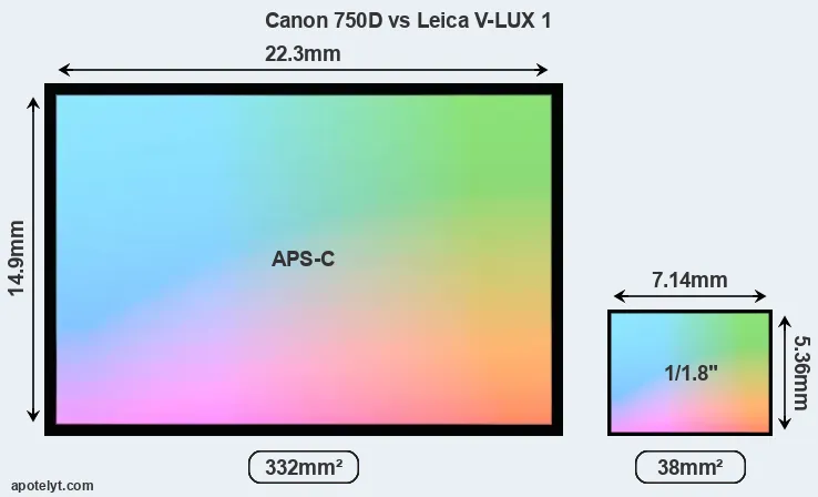 Canon 750D and Leica V-LUX 1 sensor measures