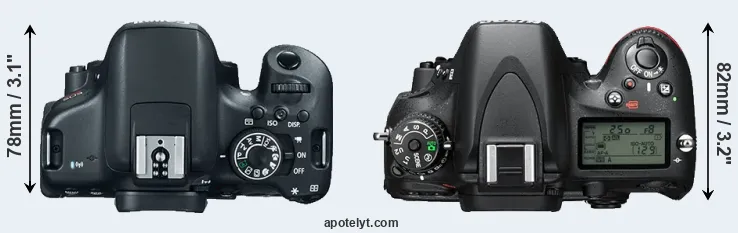 Compare 750D versus D610 top