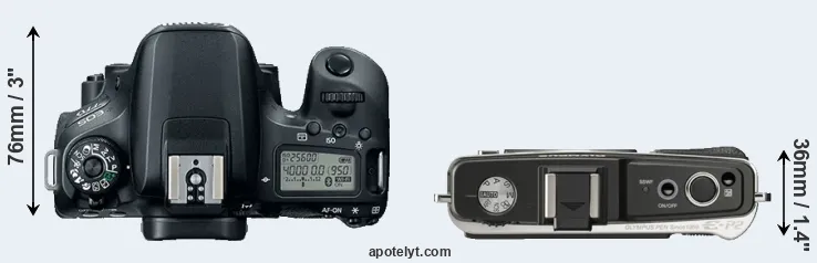 Compare 77D versus E-P2 top