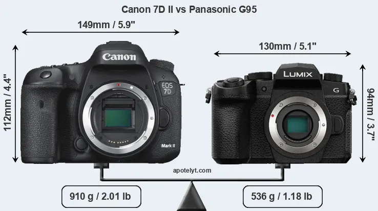 Size Canon 7D II vs Panasonic G95