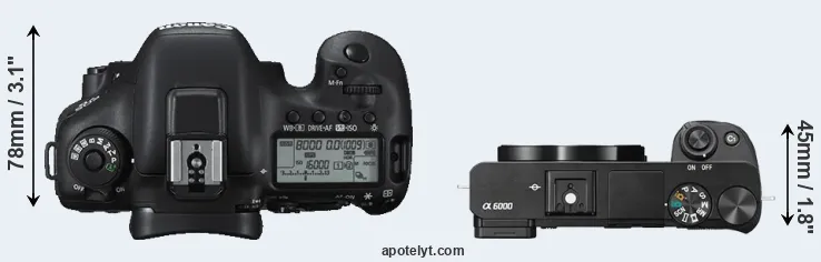 Compare 7D Mark II versus A6000 top