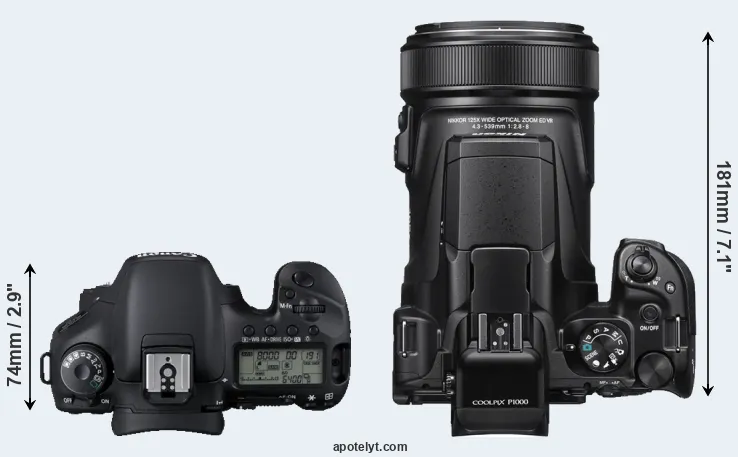 Compare 7D versus P1000 top