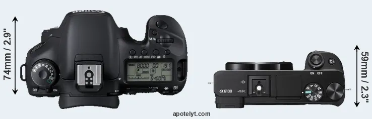 Compare 7D versus A6100 top