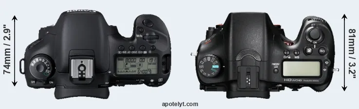 Compare 7D versus A77 top