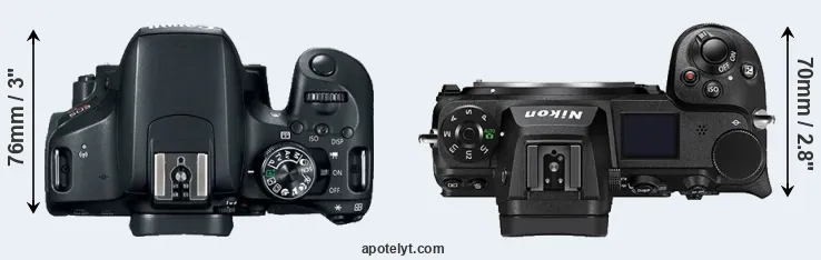 Compare 800D versus Z6 II top