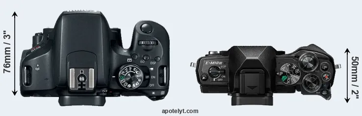 Compare 800D versus E-M10 III top