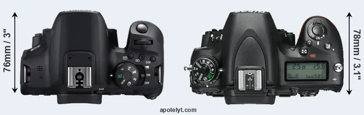 Compare 850D versus D750 top