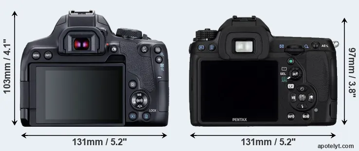 Comparison 850D or K-5 rear