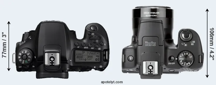 Compare 90D versus SX50 top
